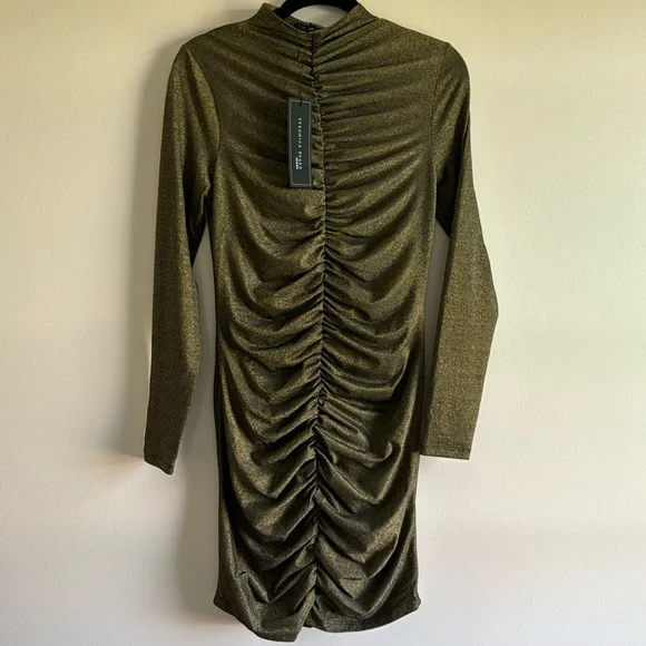 Veronica Beard Ruched Elson Dress, Bronze - Size S - Picture 1 of 6